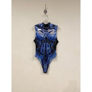 Trickz N Treatz Bodysuit Womens Large Robot Print Sleeveless Dollskill